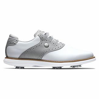 Scarpe Golf Footjoy Donna Traditions Spikes Bianche/Grigie Italia WHK042658